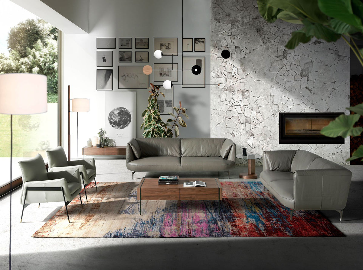 Grey leather 3 seater sofa
