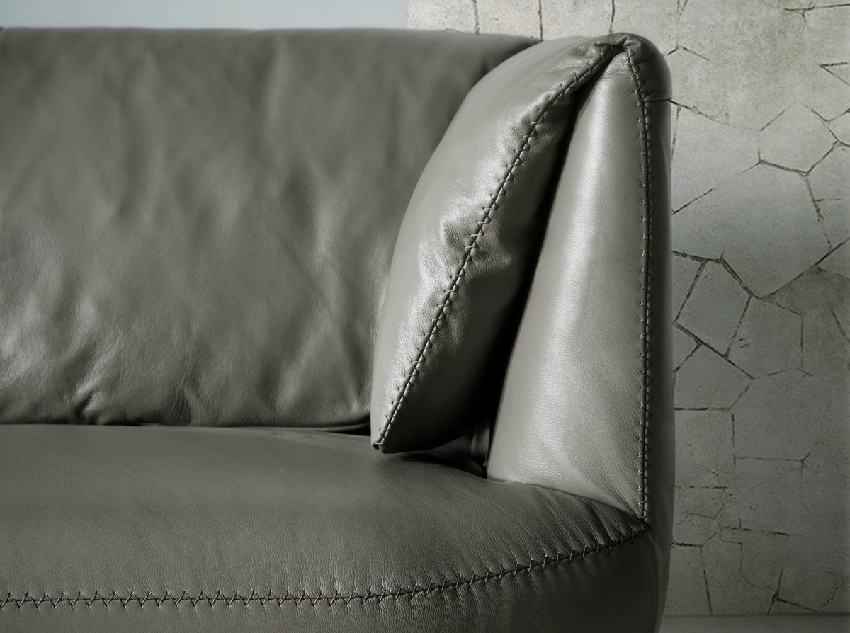 Grey leather 3 seater sofa
