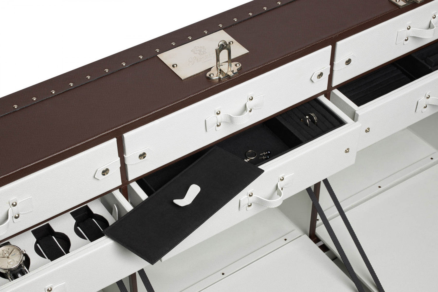 Pineider Wrapped Trunk – Black Calfskin – Detail View