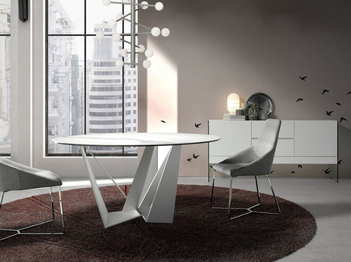 White wood and tempered glass sideboard