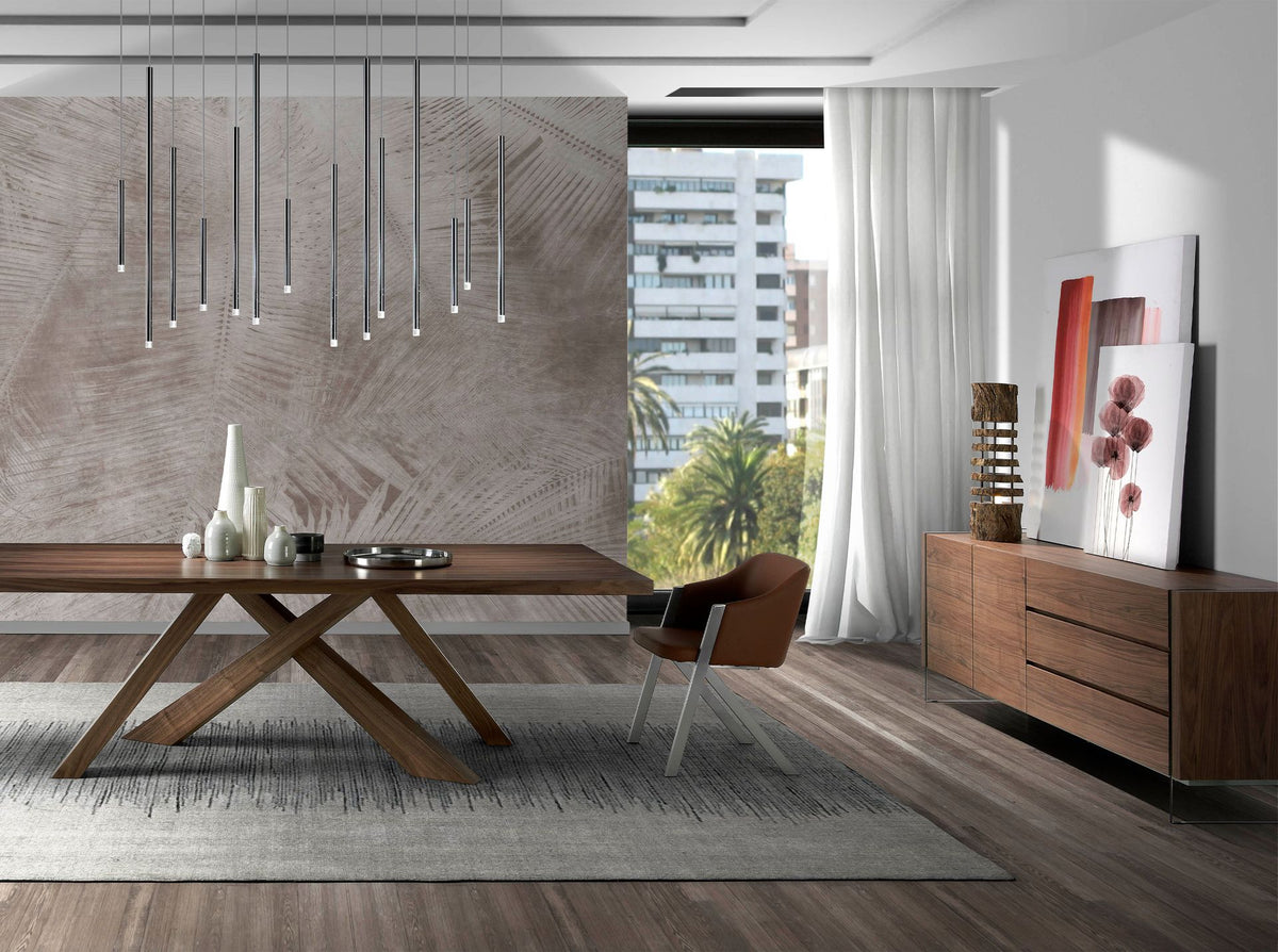 Walnut and tempered glass sideboard