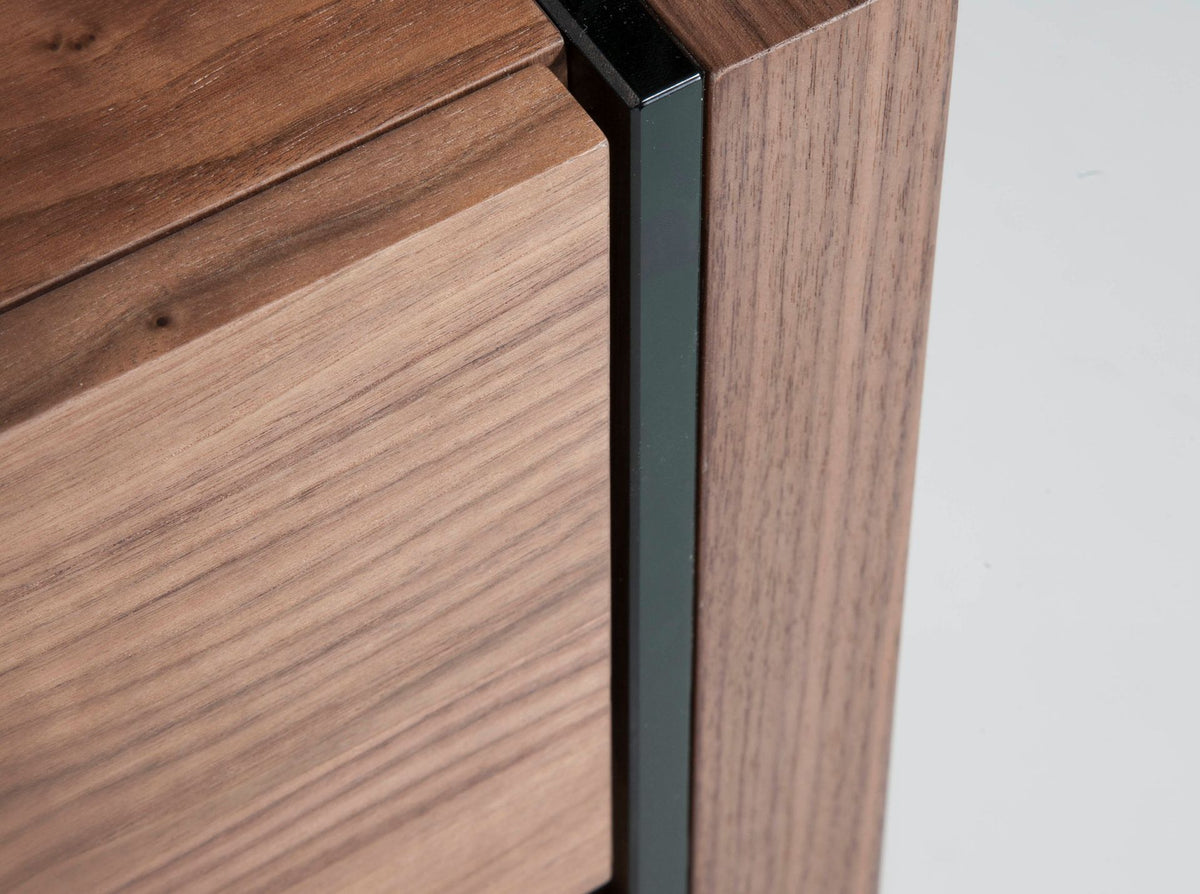 Walnut and tempered glass sideboard