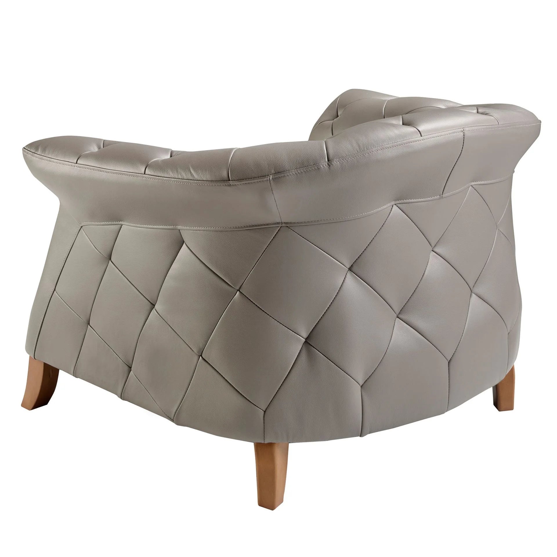 كرسي بذراعين جلد رمادي