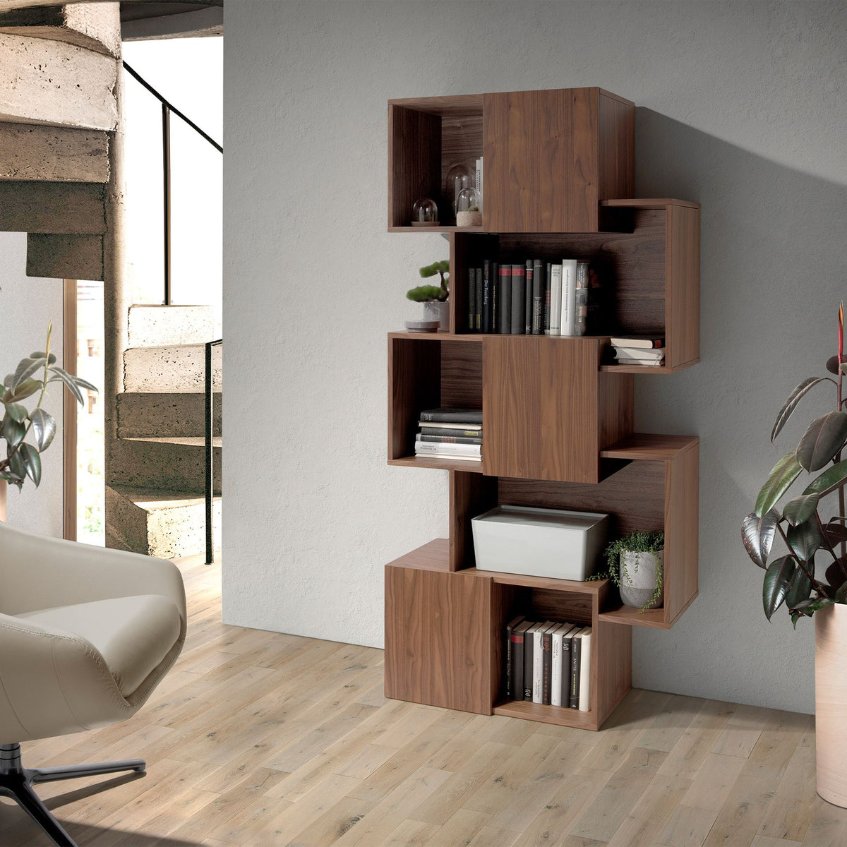 Walnut wood shelf with doors