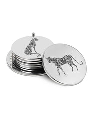 Cheetah Coaster Set – Silver Finish by Abhika - Detail View