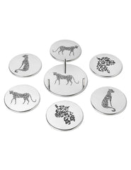 Cheetah Coaster Set – Silver Finish by Abhika - Main View
