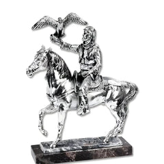 Silver Arabian Rider with Falcon Sculpture by Anglada Esculturas - Alternate Angle