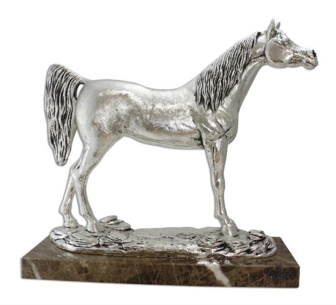 Large Silver Arabian Horse by Anglada Esculturas - Alternate Angle