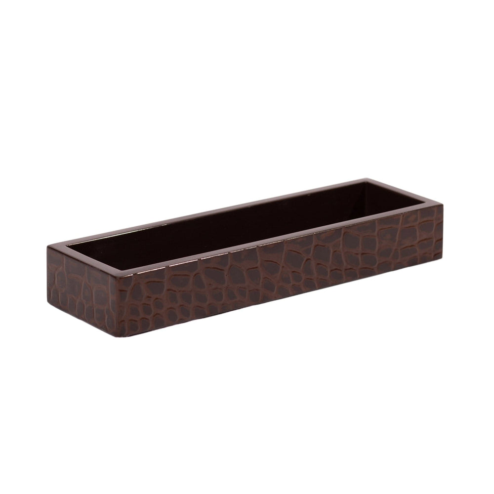 Rectangular brown planter with textured surface on a white background