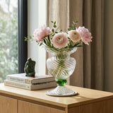 Clo Wave Vase Clear/Green – Artistic Borosilicate Glass Design by Abhika - Main View