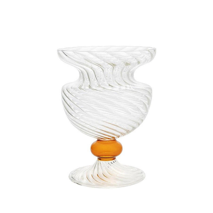 مزهرية كلو ويف كهرمانية شفافة – قطعة زجاجية راقية