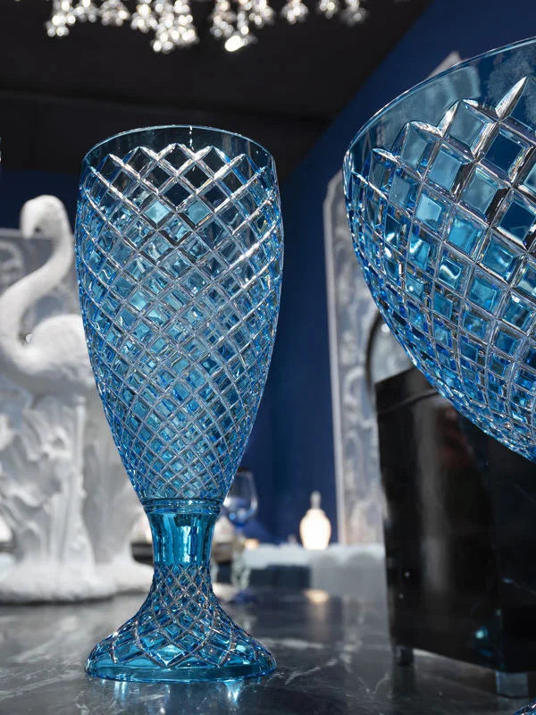 مزهرية – كريستال كلاسي الفاخرة الصغيرة شفافة/أزرق فاتح