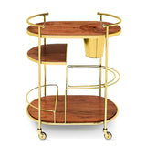 Trolley Paul – Luxury Wine Trolley with Wood and Chrome Finish by Abhika - Alternate Angle