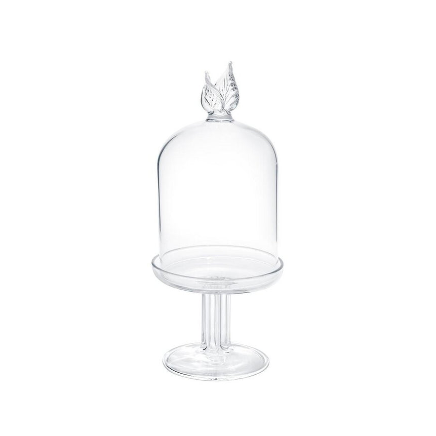 حامل كب كيك زجاجي صغير مع غطاء – تصميم يدوي