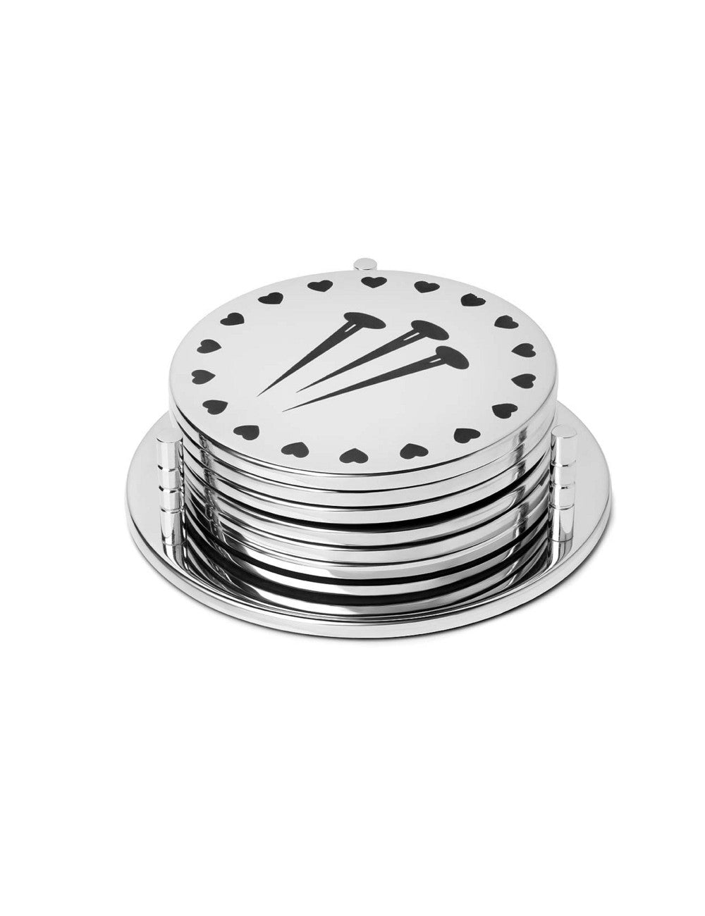 Decor Set – Luxury Coaster Symbol 5 6pcs Silver by Abhika - Alternate Angle