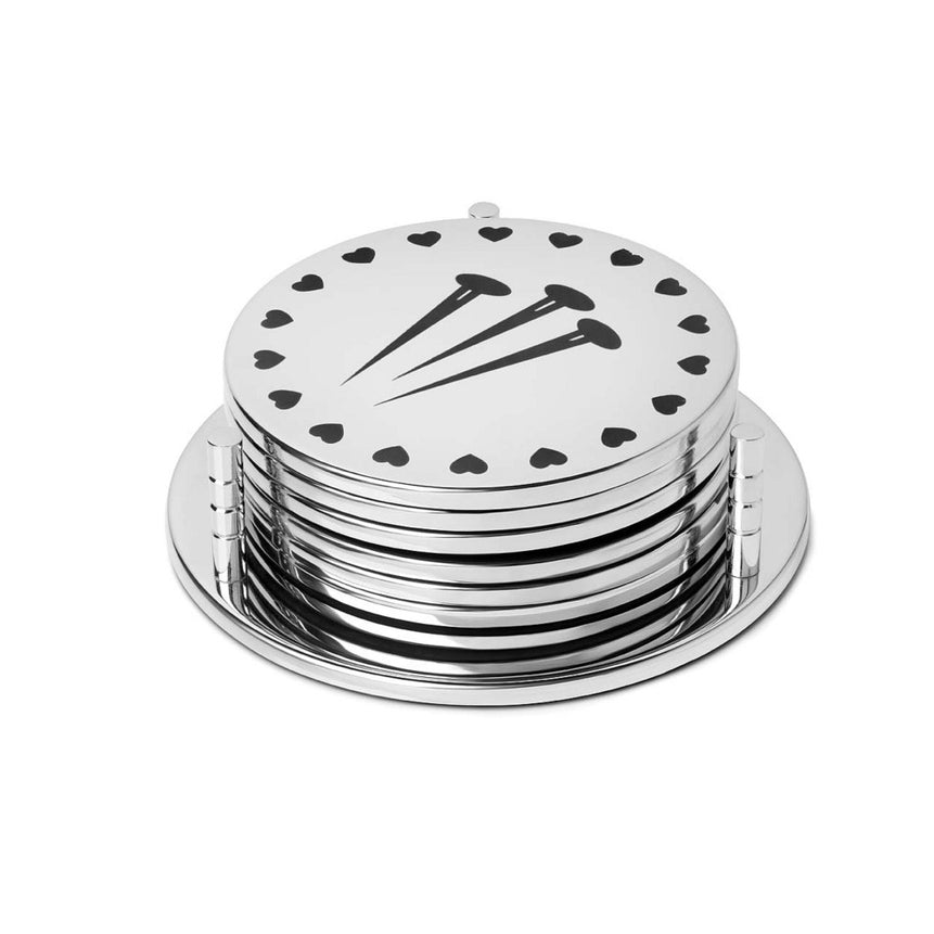 مجموعة قواعد أكواب – سُتَّارات أكواب سيمبول 5 (6 قطع) فضية