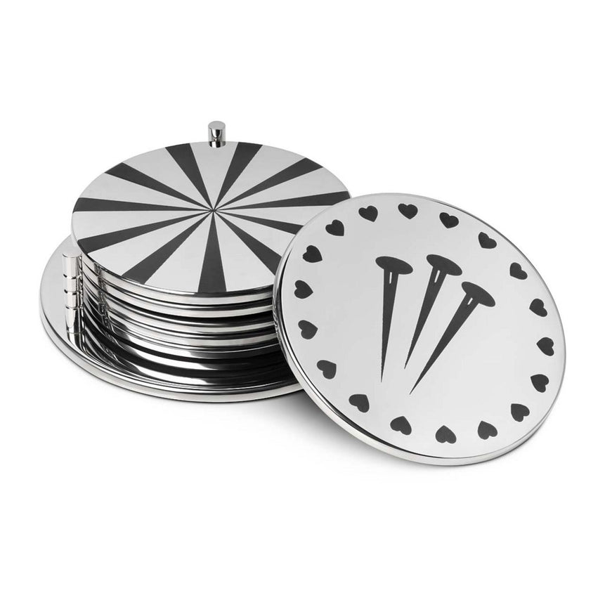 مجموعة قواعد أكواب – سُتَّارات أكواب سيمبول 5 (6 قطع) فضية