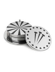 Decor Set – Luxury Coaster Symbol 5 6pcs Silver by Abhika - Detail View