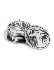 Decor Set – Luxury Coaster Kenzia 5 6pcs Silver by Abhika - Alternate Angle