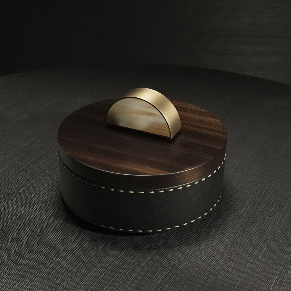 AGNETA Box  - Onyx colour with handmade ivory stitching - LAZADO