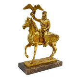 Golden Arabian Rider with Falcon – Luxurious Artistic Sculpture by Anglada Esculturas - Detail View
