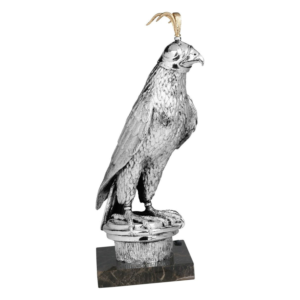 Silver Falcon with Hood Sculpture by A. Anglada - Main View
