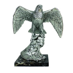 Silver Falcon with Spread Wings on Hand – Luxurious Artistic Sculpture by Anglada Esculturas - Detail View