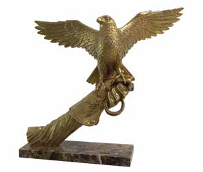 Golden Falcon Perched on Arm – Luxurious Artistic Sculpture by A. Anglada - Main View