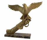 Golden Falcon Perched on Arm – Luxurious Artistic Sculpture by A. Anglada - Main View