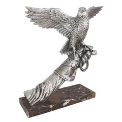 Silver Falcon Perched on Arm – Luxurious Artistic Sculpture by Anglada Esculturas - Alternate Angle