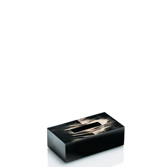 ARMIDA - Tissue box holder in dark horn and wood with lacquered black gloss finish. - LAZADO