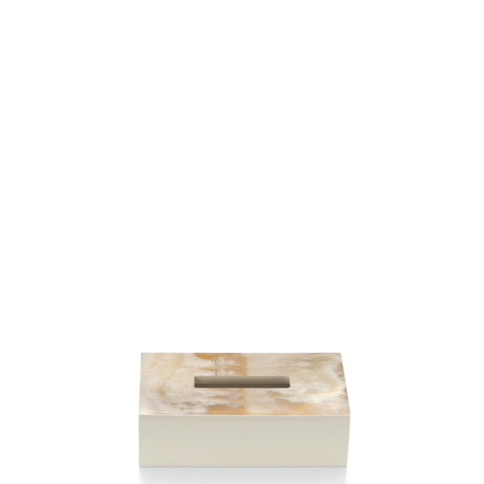 ARMIDA - Tissue box holder in horn and wood with lacquered ivory gloss finish. - LAZADO