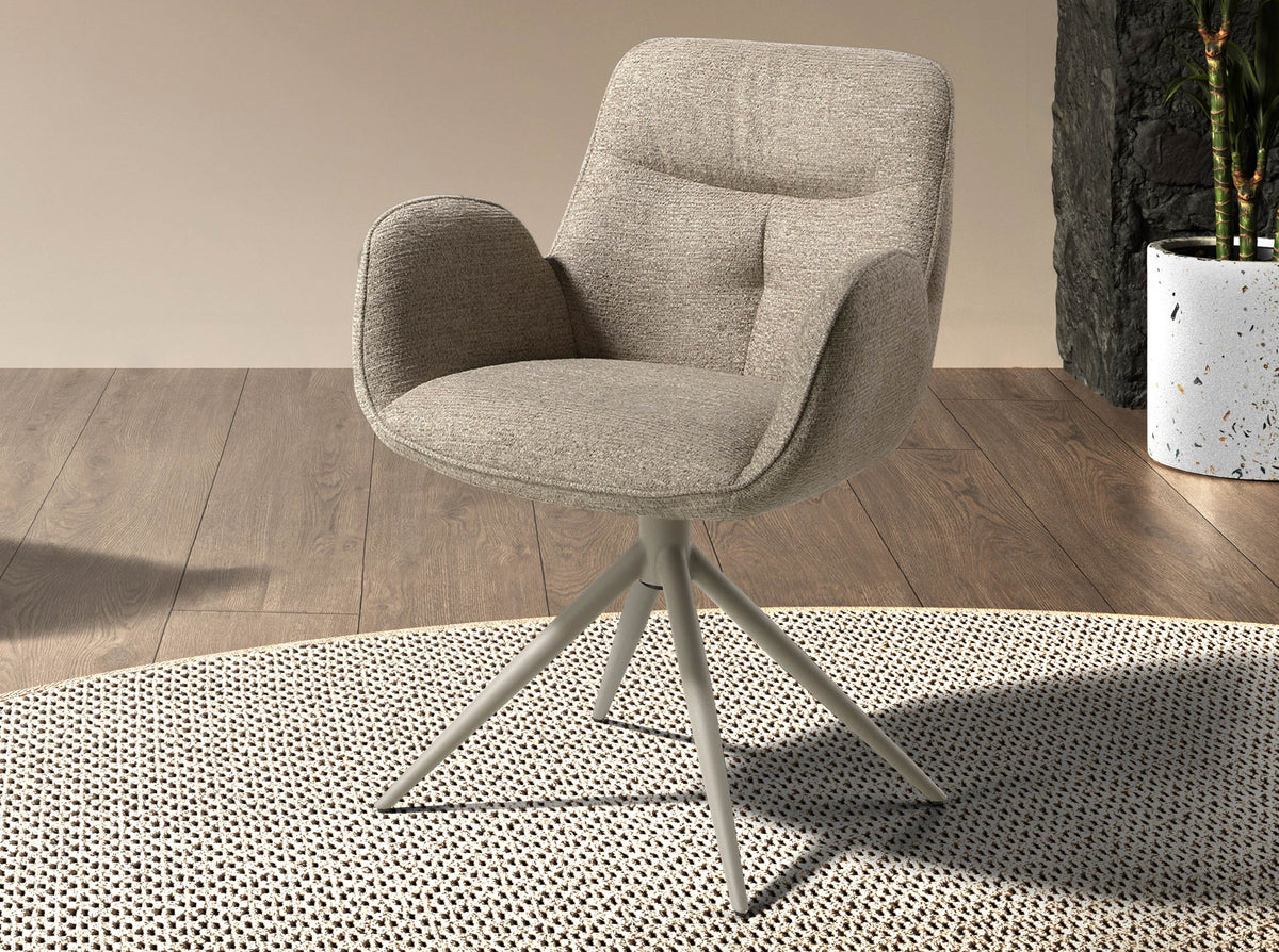 Swivel chair in beige fabric