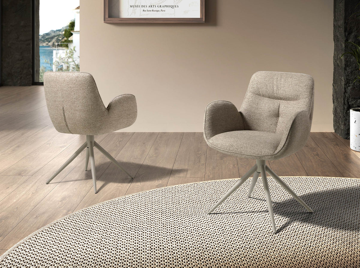 Swivel chair in beige fabric