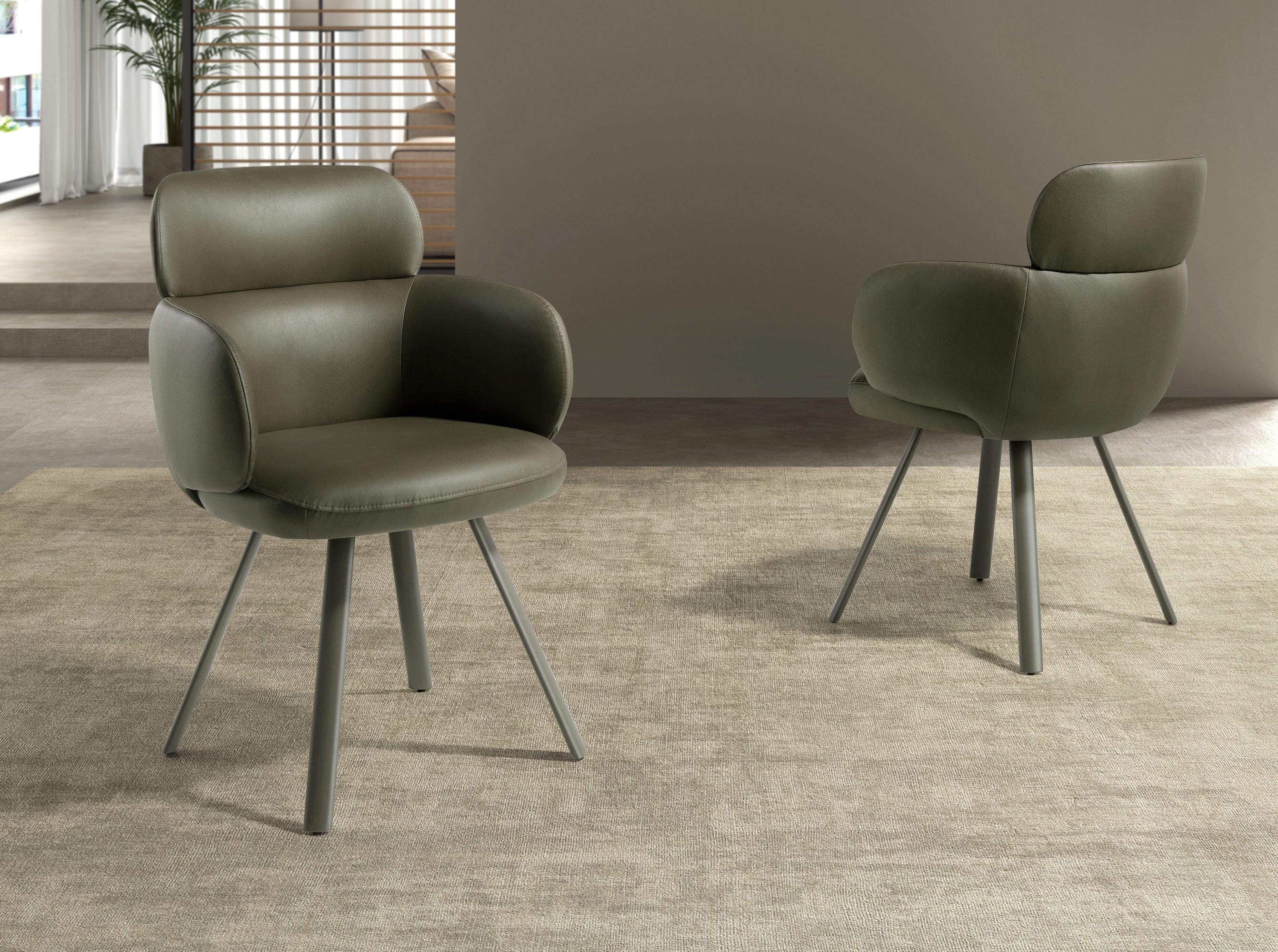 Swivel chair in olive green leatherette