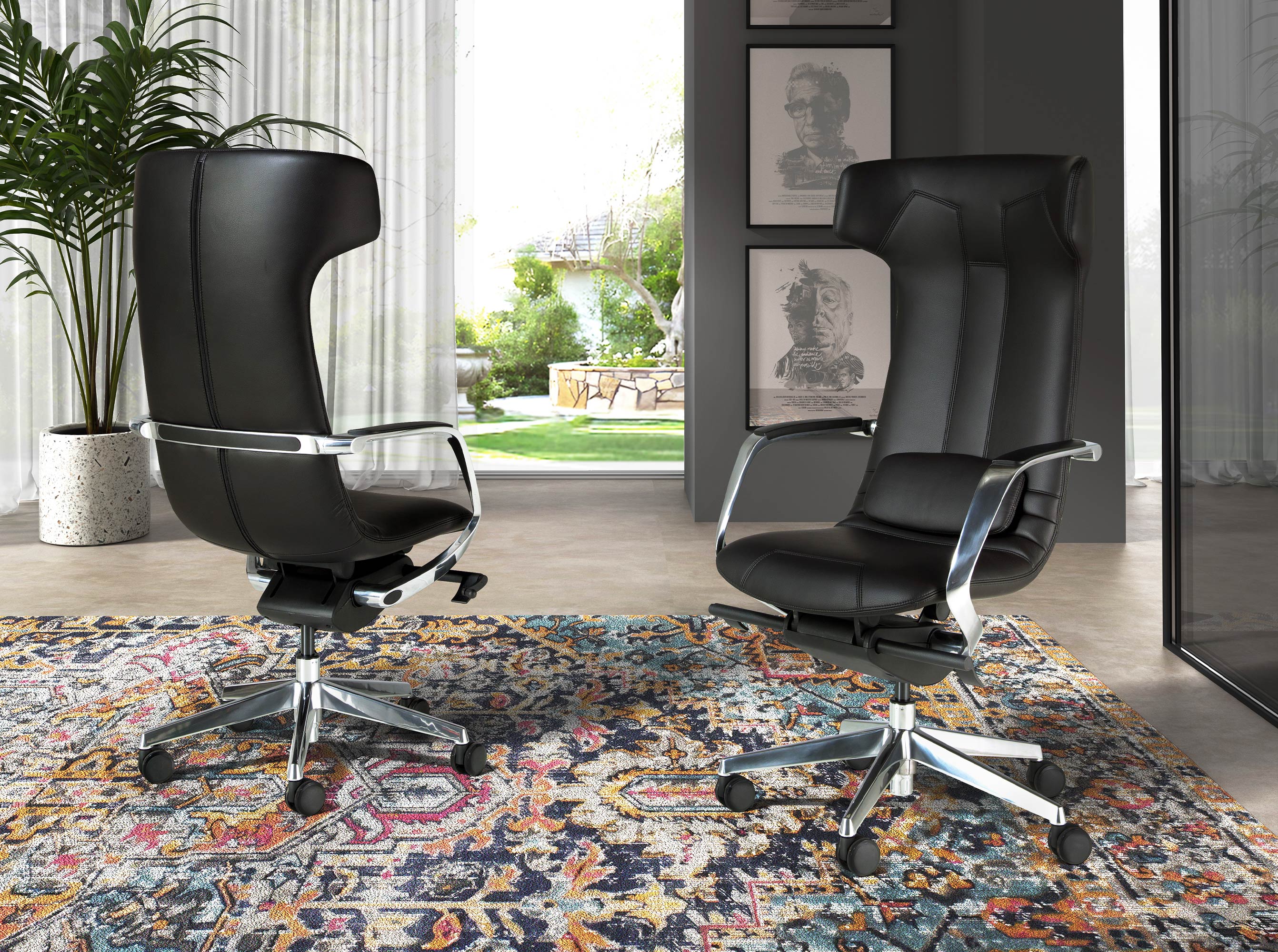 Black leatherette  swivel office chair
