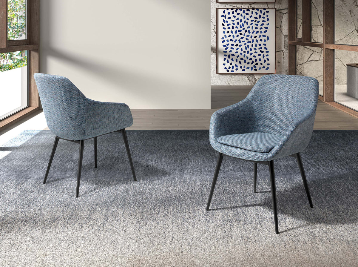 Greyish blue marbled fabric chair