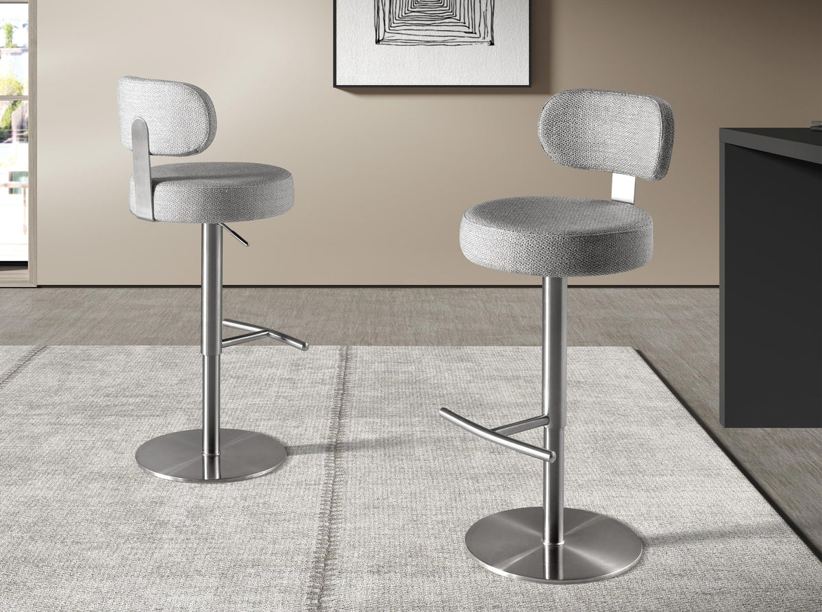 Swivel stool in light grey marbled fabric