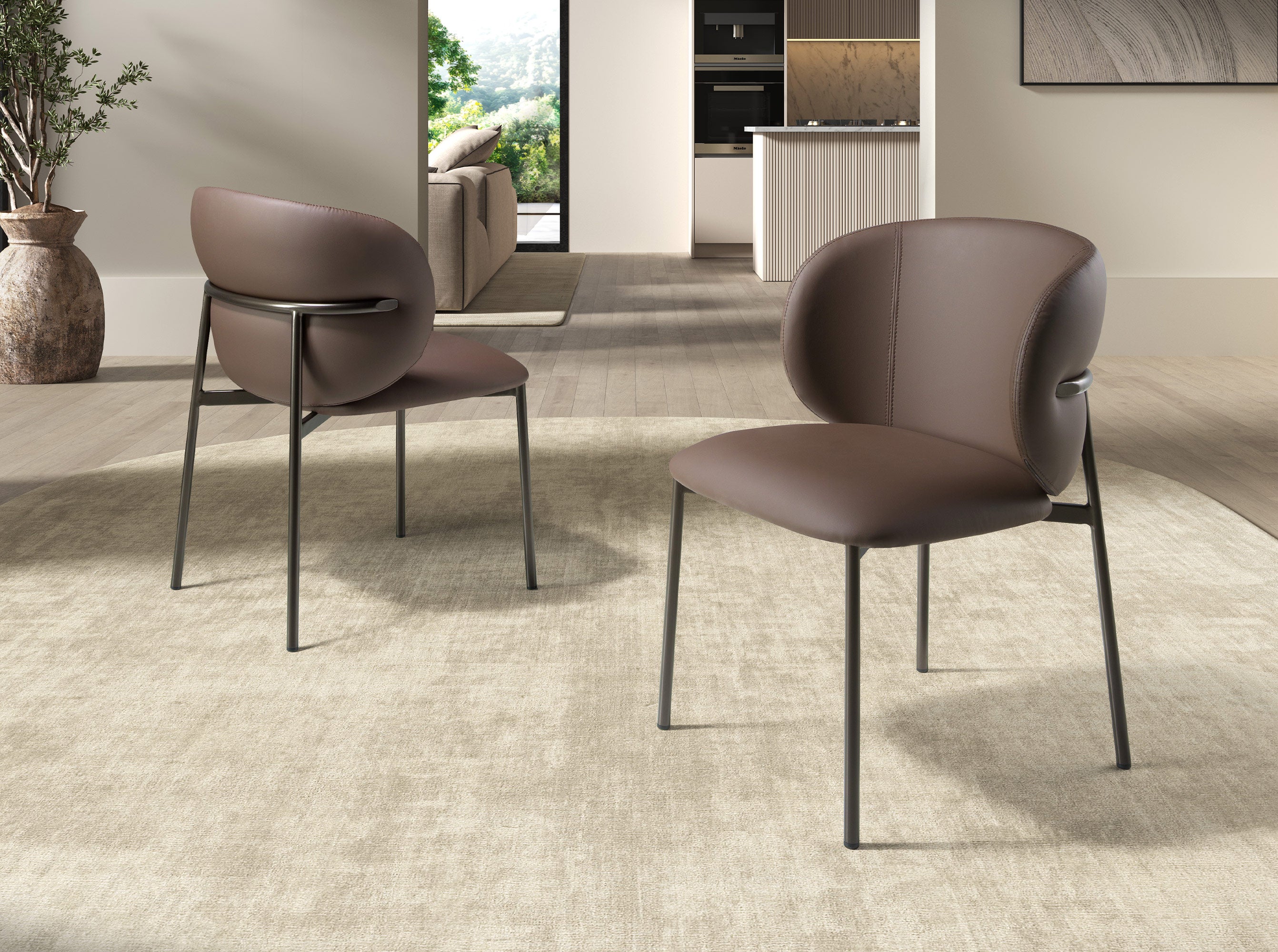 Dark brown leatherette chair