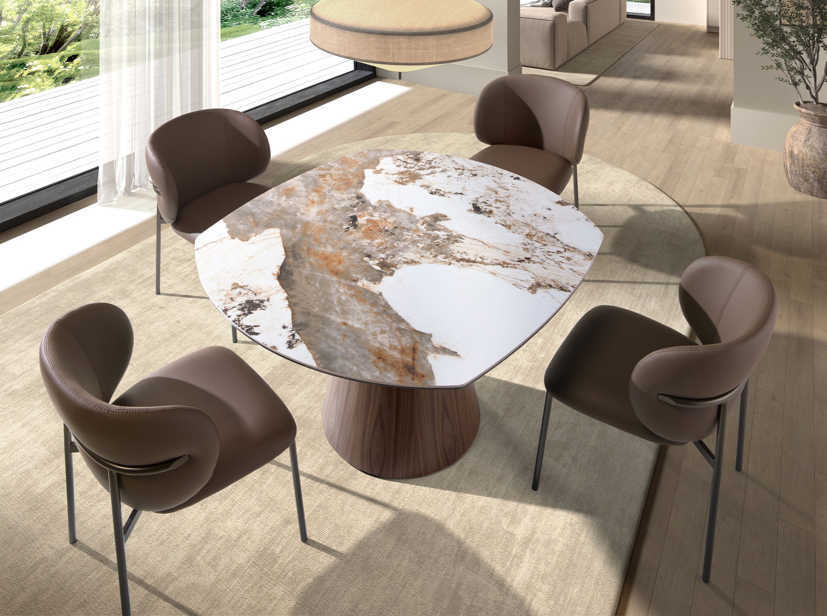 Dark brown leatherette chair