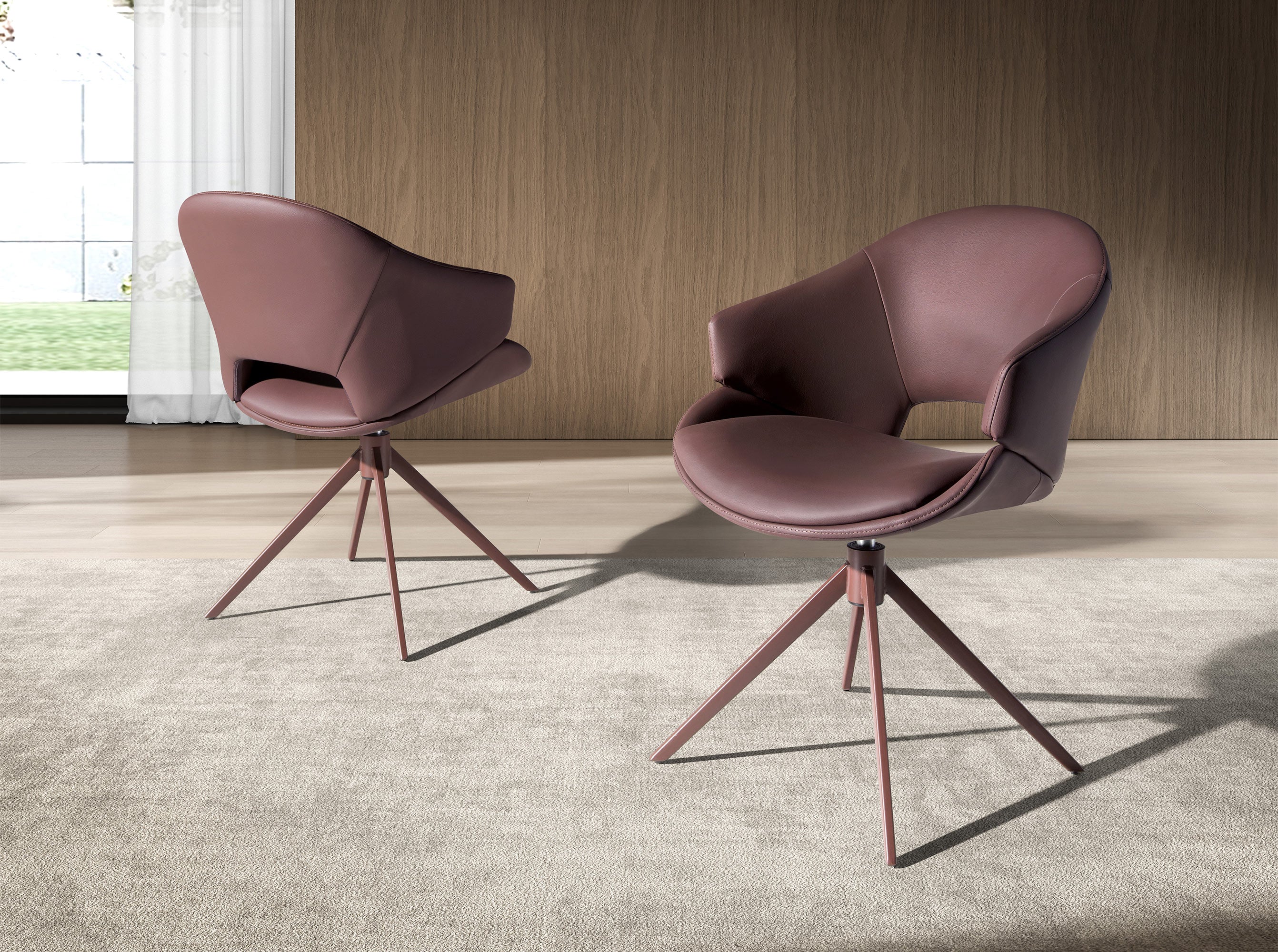 Copper brown leatherette swivel chair
