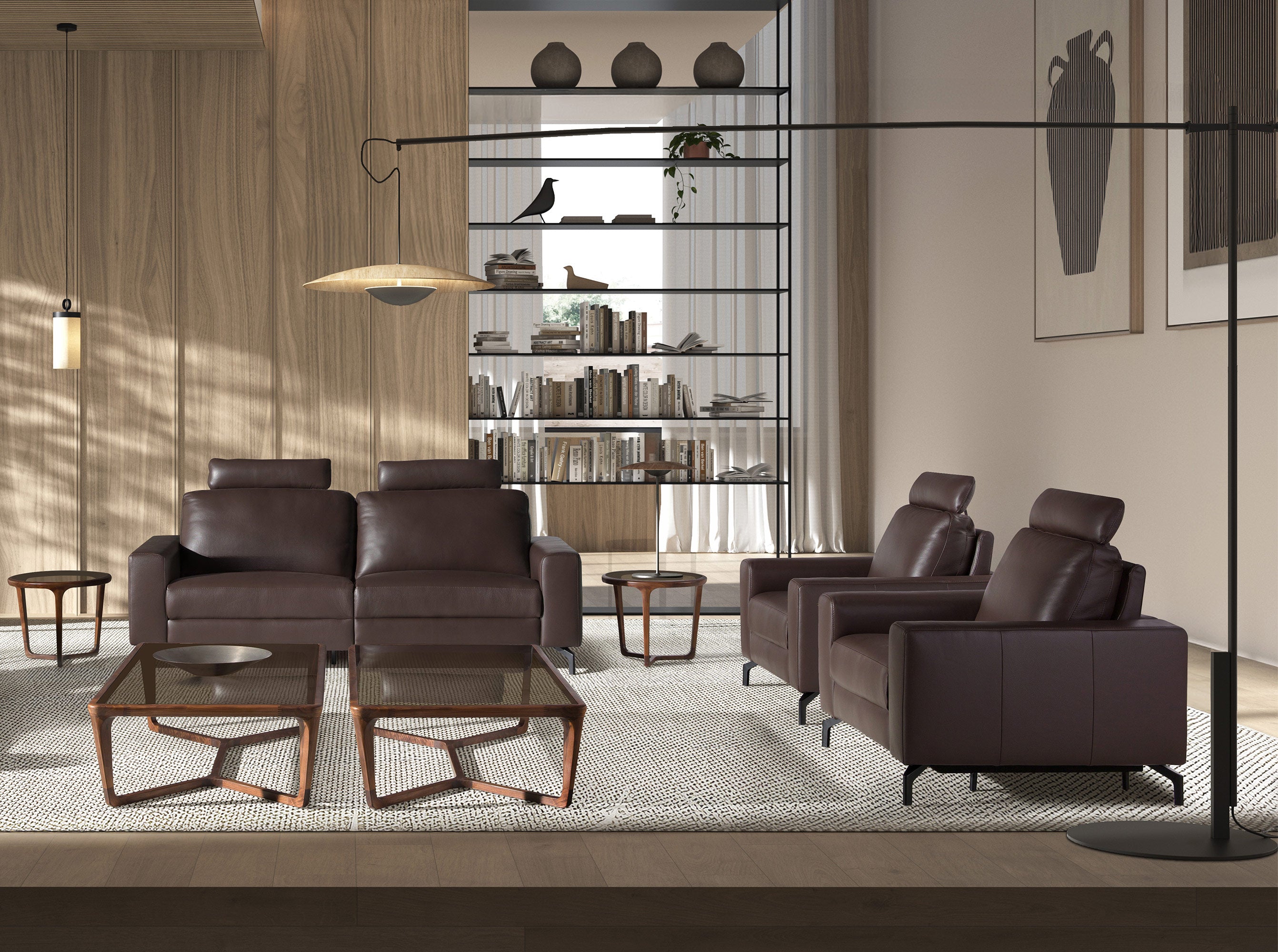 Chocolate brown leather recliner armchair