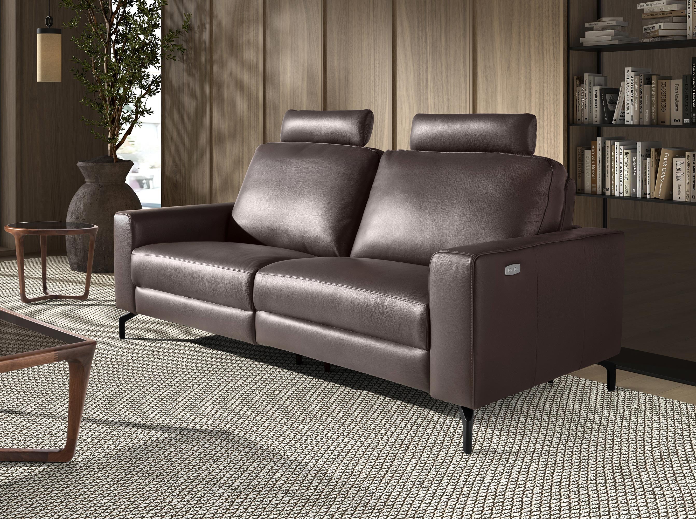 3-Seater Chocolate Brown Leather Recliner Sofa
