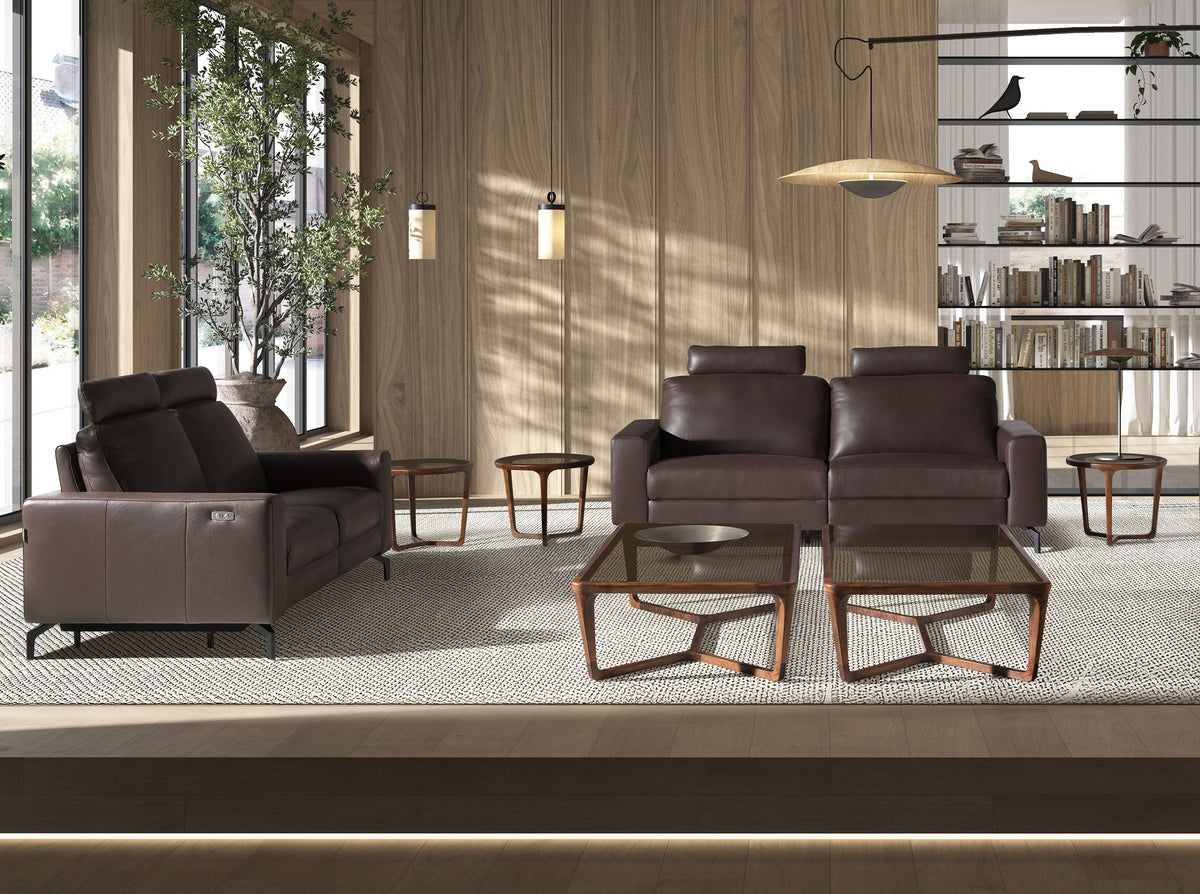 2-Seater Chocolate Brown Leather Recliner Sofa