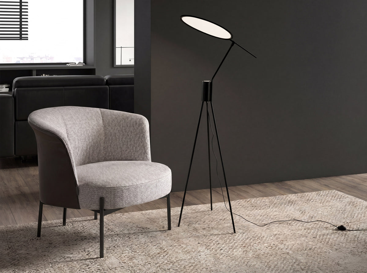 Black steel floor lamp