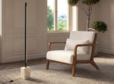 Black steel floor lamp with porcelain marble base