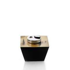 BACCO - Ash tray and lighter in dark horn, wood with lacquered black gloss finish and chromed brass. - LAZADO