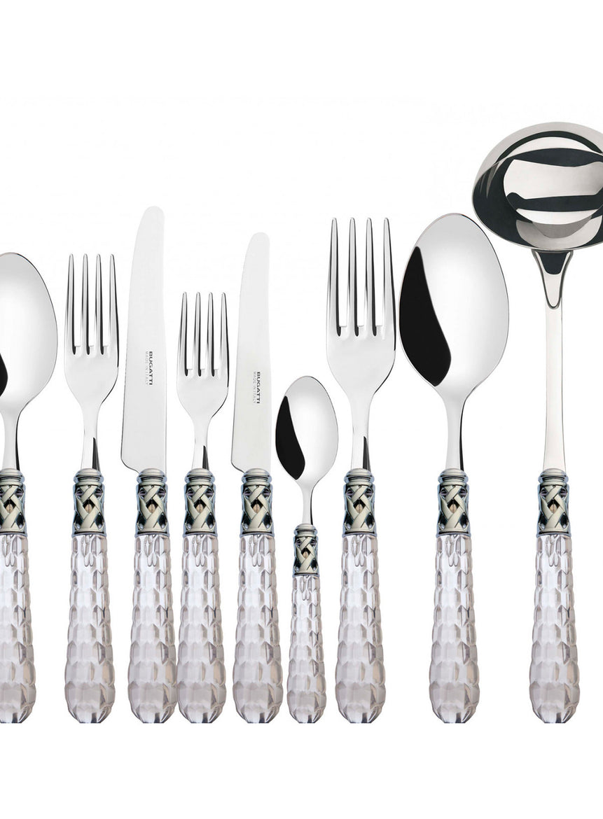 طقم بوهيميا بحلقة كروم – شفاف – 75 قطعة – صندوق خشب وينجي