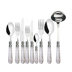 Bohemia Chromed Ring Cutlery Set – Transparent – 75 Pieces – Wengé Wood Box by Bugatti Italy - Alternate Angle