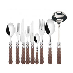Bohemia Chromed Ring Cutlery Set – Transparent Tobacco – 75 Pieces – Wengé Wood Box by Bugatti Italy - Alternate Angle